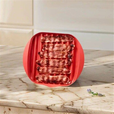 With Lid Microwave Bacon Pan Red Heating Evenly Microwave