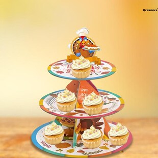 感恩节多层纸质蛋糕架可折叠圆盘烘焙点心架派对餐桌幼儿园装厂家