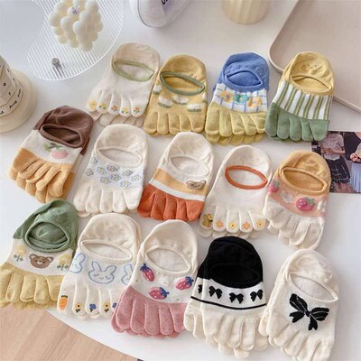 Five-finger socks rens summer thin invisible boat socks cot