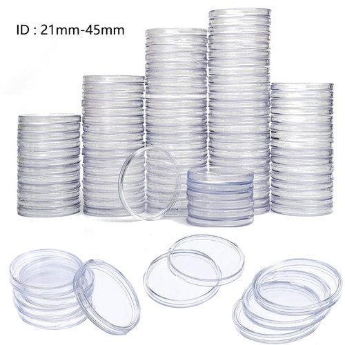 10/25Pc 21/22/23/25/26/27/28-45mm Transparent Round Coin Box