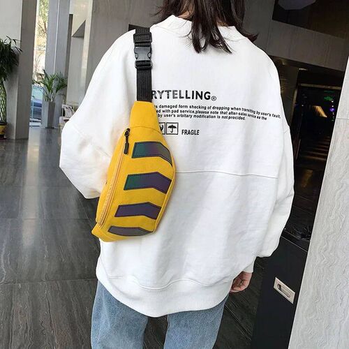 Unisex Oxford Casual Waist Bags Arrow Reflection Canvas Cros