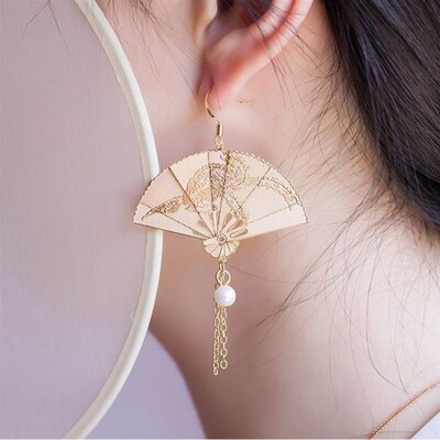 include mail chinese style fan earringJs ancient style super
