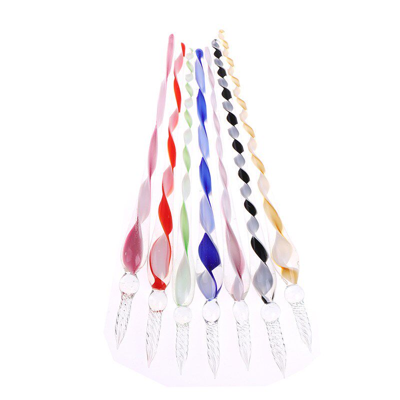 1pc Handmade Glass Lampwork Pen With 3D Flower Inside Crysta