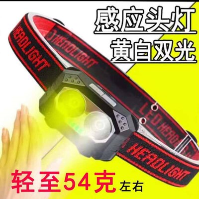 White and yellow dual light source LED headlight built-in li