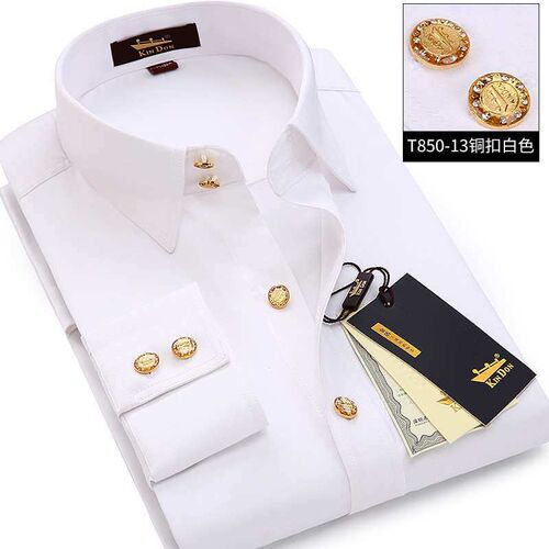 Jindun New Mens Long-sleeved Shirt Business Slim-fit Copper