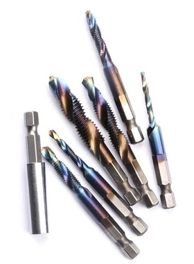 7pcs/set M3-M10 Hex Shank Blue Coated Screw Thread Metric Co