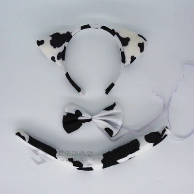 Child  Cow Milk Horn Ear Headband Animal Cosplay Costume Hai
