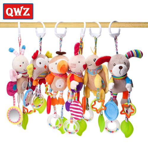Newborn Baby Plush Stroller Toys Baby Rattles Mobiles Cartoo