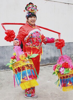 舞蹈花篮 秧歌花篮舞蹈花挑 舞台戏曲戏剧花篮 花挑舞道具