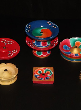 尼泊尔松石手工藏香插香盘毫米柱香插大口径香具香座摆件工艺品