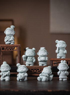 创意青砂卡通兵马俑桌面小摆件博古架手把件办公室茶桌面装饰礼品