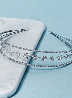 Efily Rhinestone Wedding Headband for Women Silver Color Cry