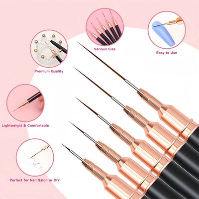 5pcs Professional Nail Art Liners Striping Brushes Tool Ultr