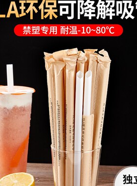耐高温一次性环保可降解PL吸管咖啡搅拌尖头管奶茶饮料粗细吸管