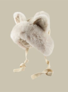 Cute Faux Fur Earflaps Cap with Fox Ears for Women Knitted H