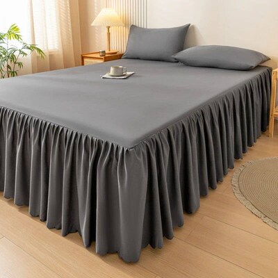 1pc Gray Bed Skirt Skin-friendly Bed ver Simple Style Maress