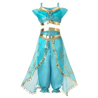 PRINCESS-VALLEY Jasmine Costume for Girls Arabian Sequined P