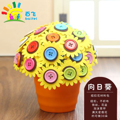 Womens Day Button Flower Bouquet Button Painting Kindergarte