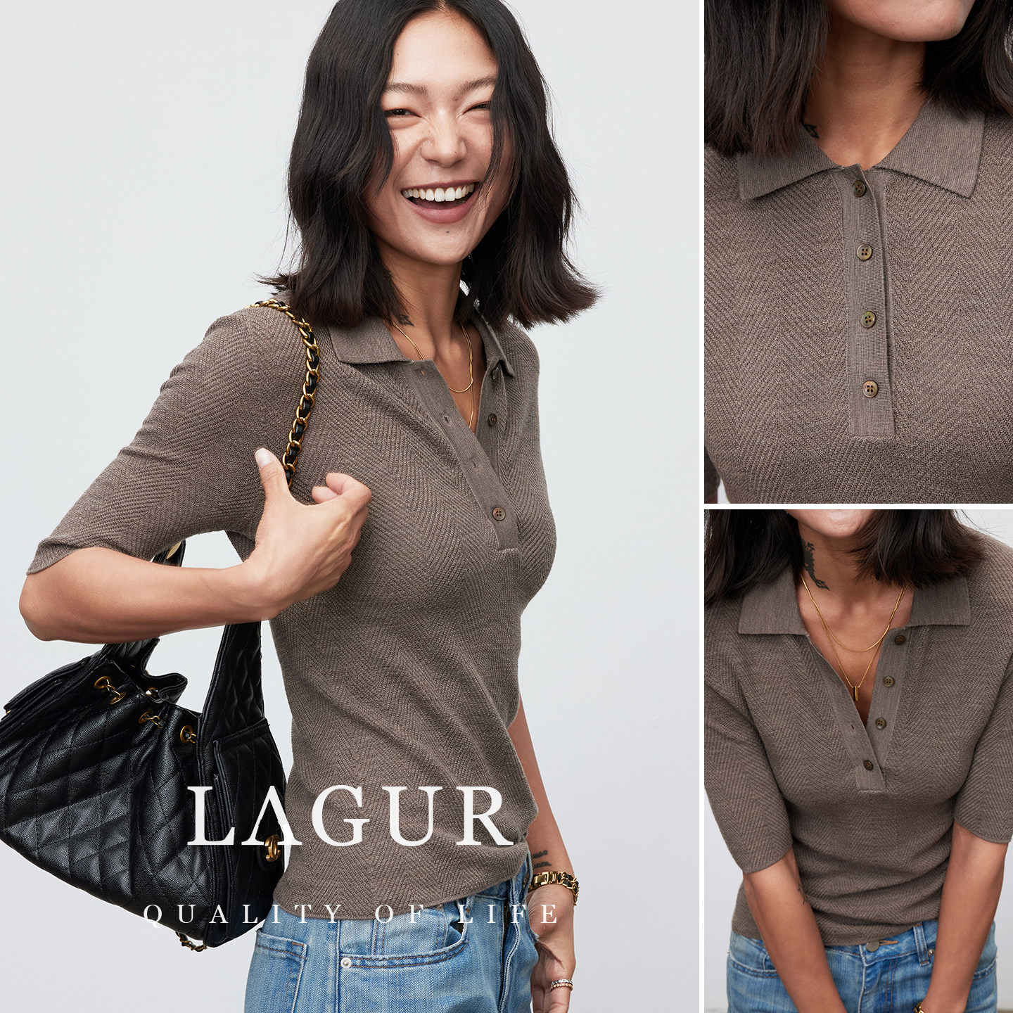 Lagur轻奢高级感POLO衫女针织衫图片