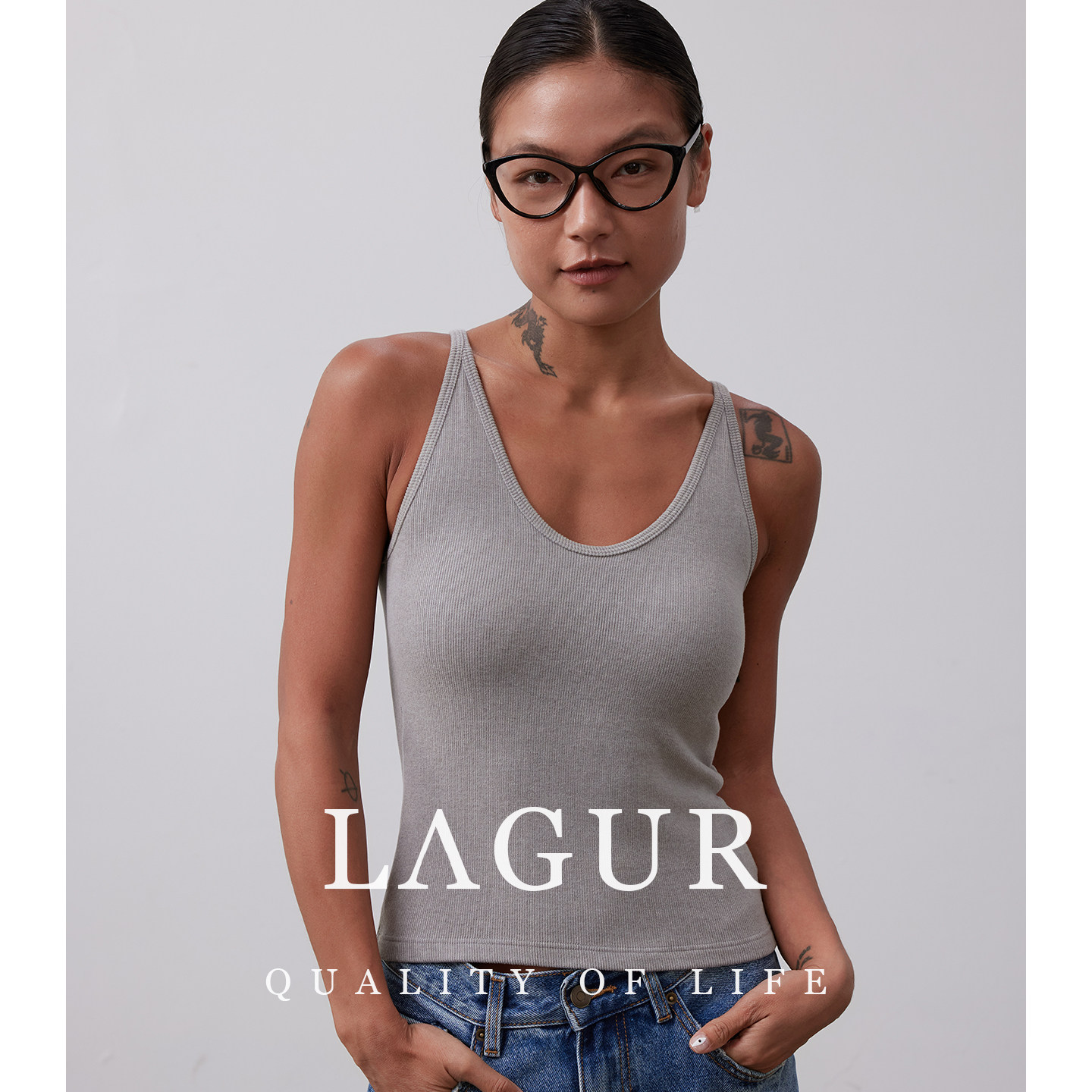 Lagur【冬日底牌】绵羊毛醋酸混纺吊带背心带胸垫简约上衣女秋季