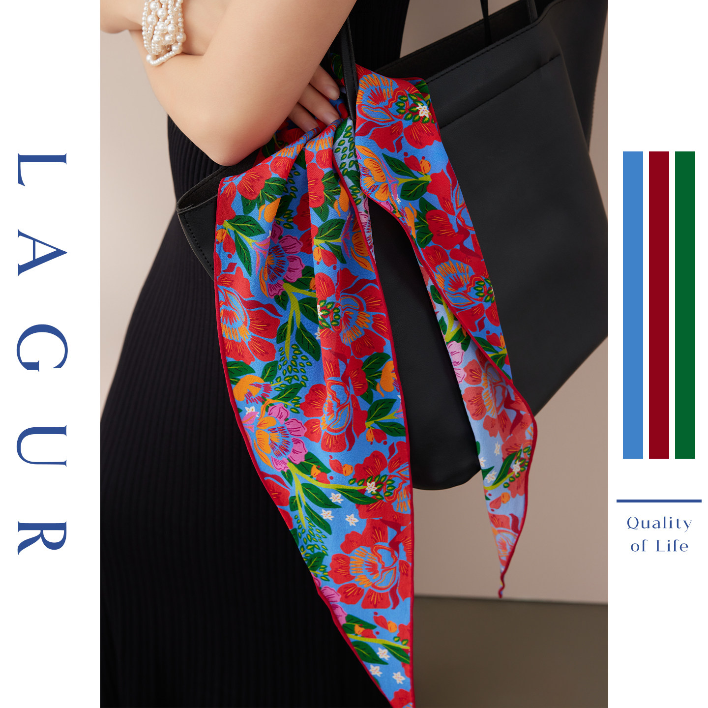 Lagur真丝丝巾100%桑蚕丝三角巾图片