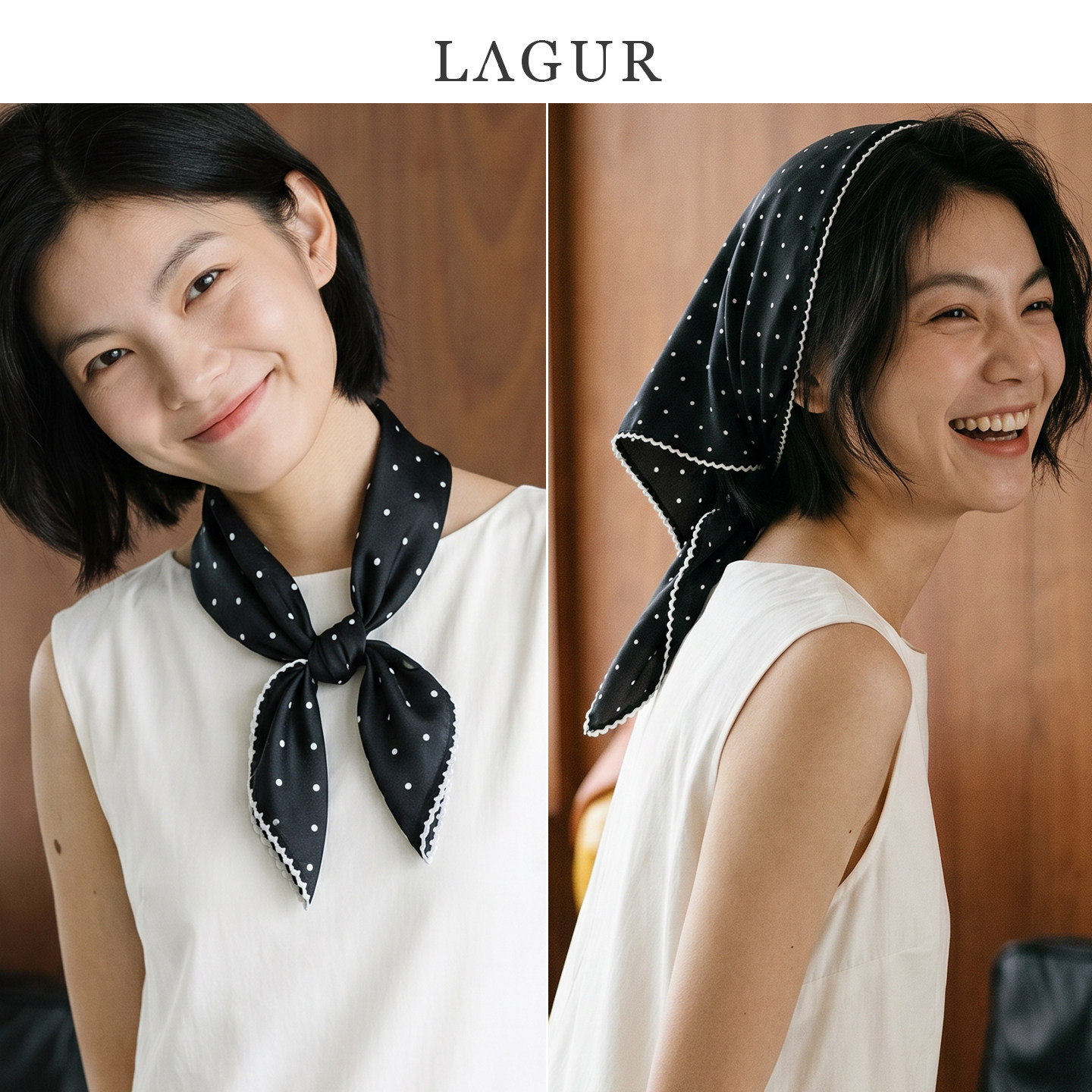 Lagur法式波点丝巾女夏系脖头巾图片