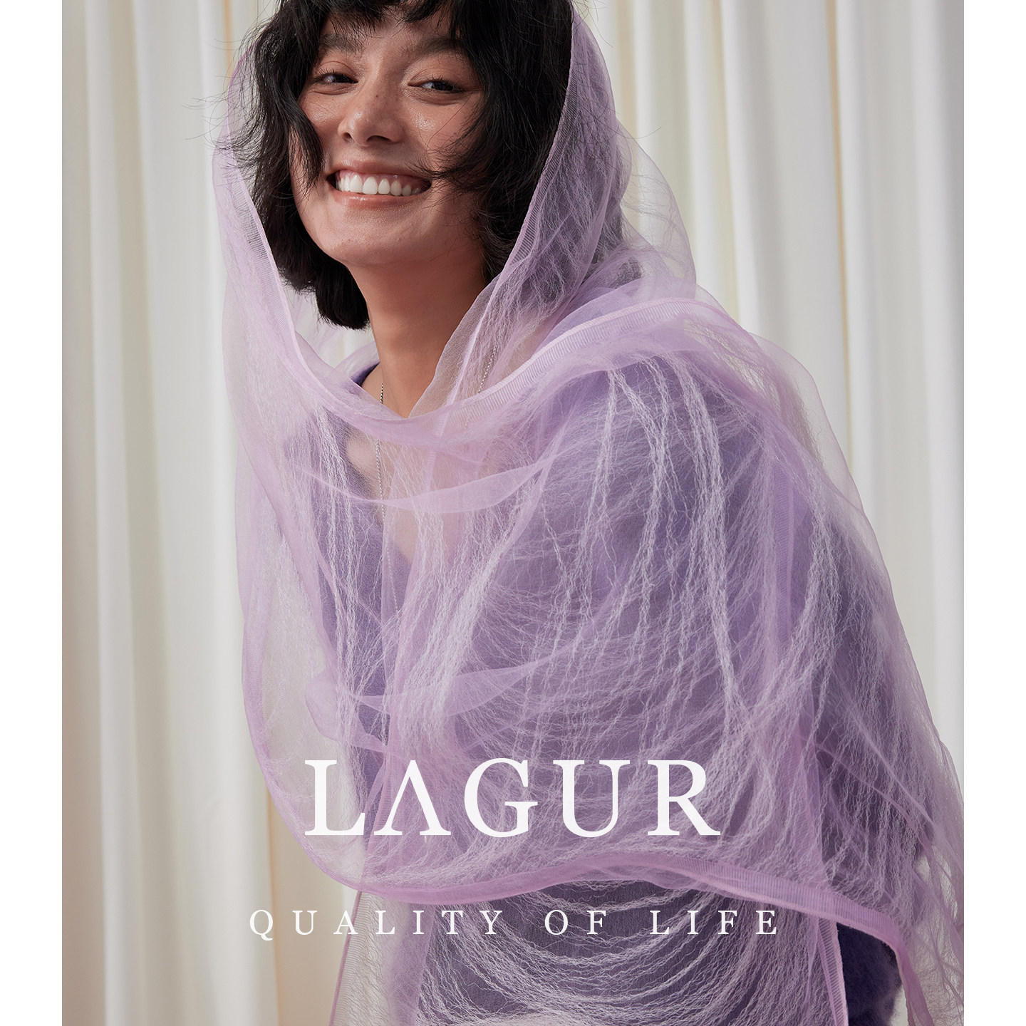 Lagur100%桑蚕丝流苏围巾女披肩图片