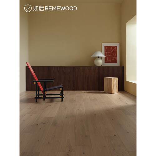 Remewood橡木色多层实木覆合地板天然伤痕环保恩富地板采暖之家