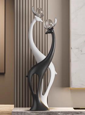 鹿入高户玄关摆件轻奢档客厅电视柜沙发落装饰TNR地旁品乔迁新居