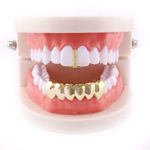 ~Upper stick shaped diamond inlaid single lower six teeth sm