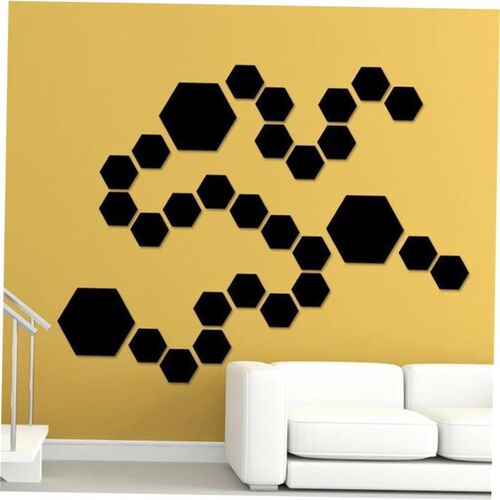 12Pcs 3D Mirror Wall Sticker Home Decor Hexagon Decorations