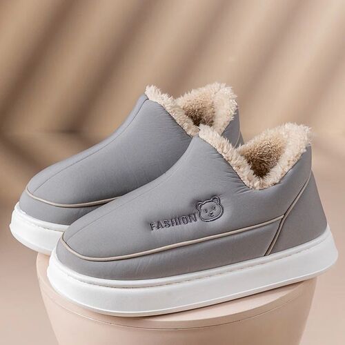 2023 Vogue New Winter Cartoon Bear Soft Mens Heel Wrap Flat