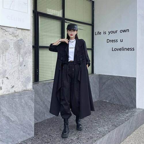 230908 Solid Color Patchwork Pocket Pleated nch Loose Turn-d