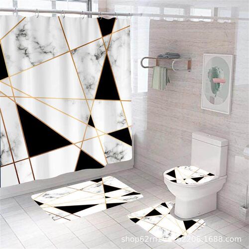 Modern Art Style Marble Luxury Shower Curtain Waterproof Hom