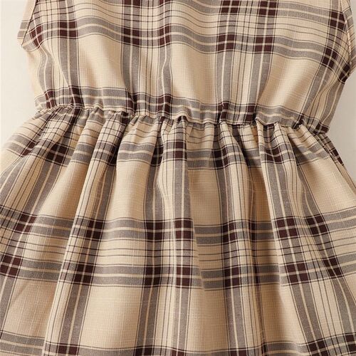 1-6Years Little Girl Clothes Suit Sleeveless Plaid Dress+Sol