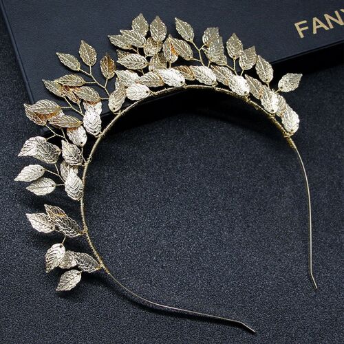 Hand woven Hairband Leaf Pearl Headbands For Women Bride Cro
