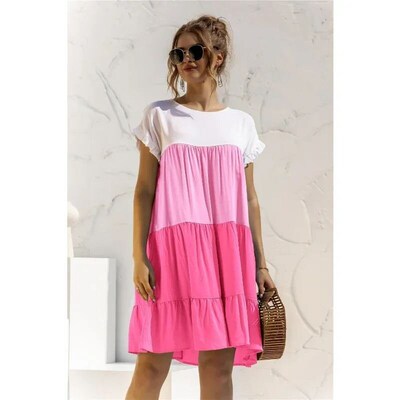 Summer Maternity Sundress Contrast Color Dress Pregnant Wome