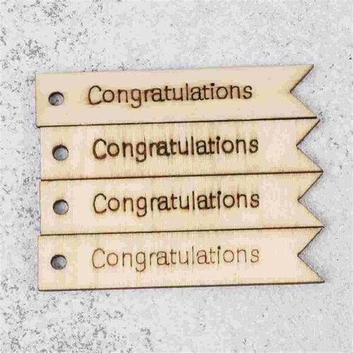 60 Pcs Labels Decorations Wooden Blank Cutouts Happy