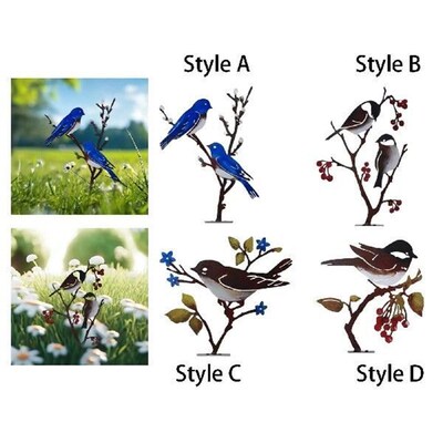 Metal Birds on Branch Centerpiece Elegant Bird Statue Metal