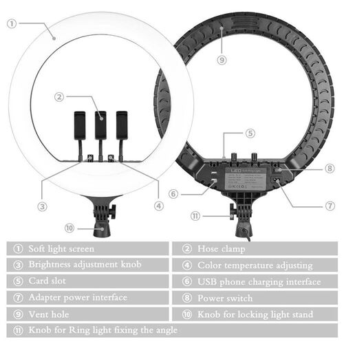 Ring Light Photography 18 inch LED Large Selfie Video Remote