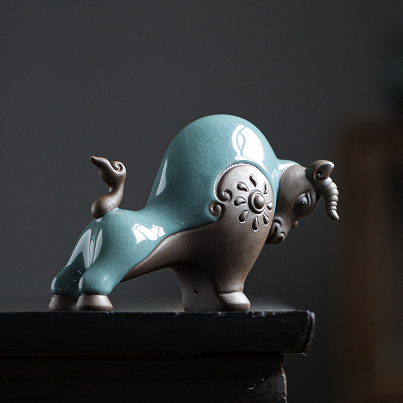 陶瓷牛气冲天摆件小号客厅玄关酒柜桌面装饰品办公桌生肖牛摆设,家居饰品,装饰摆件,淘宝优惠券,粉丝福利购,淘宝优惠卷