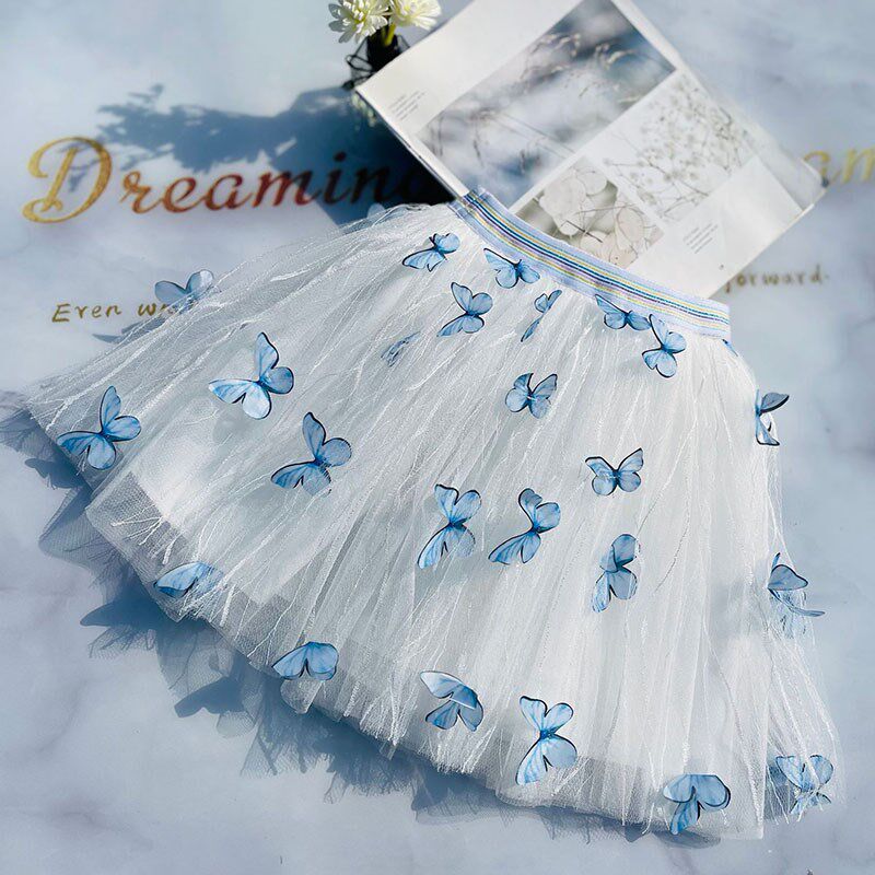 Summer Girls Mesh Skirt Pastoral Three-dimensional Butterfly图片