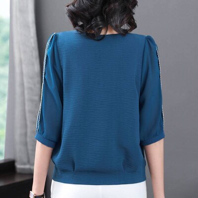 Womens Southeast Asia Tops Three-quarter Sleeve Chiffon Shi
