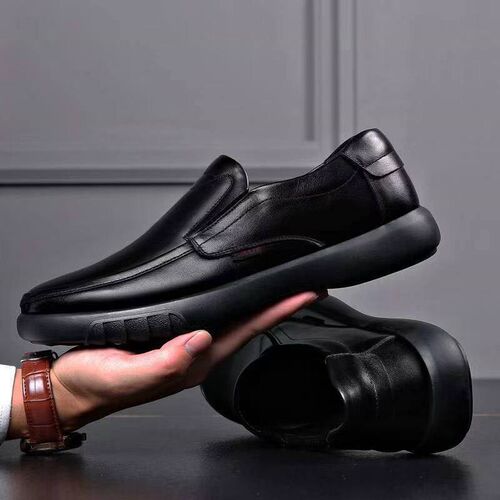 Mens Leather Shoes Black Comfortable Soft Bottom Spring Aut