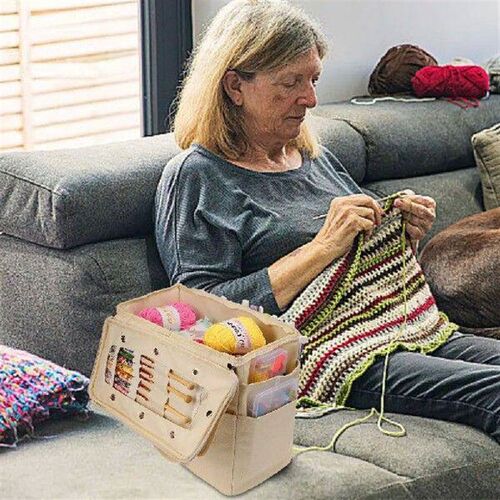 Canvas Yarn Storage Bag Solid Crochet Bag Large Capacity