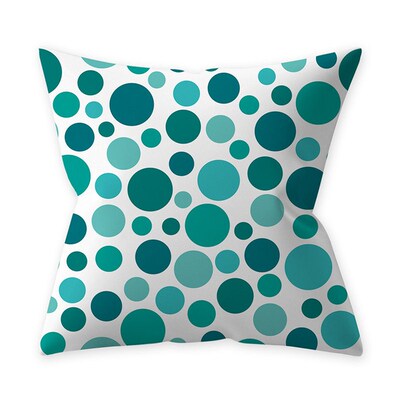 Decorative Green Throw Pillow Teal Blue Leaf Cushion Geometr
