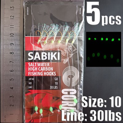 Lunker Sabiki Rigs 5pcs Hooks Saltwater Fishing Lures Lumino