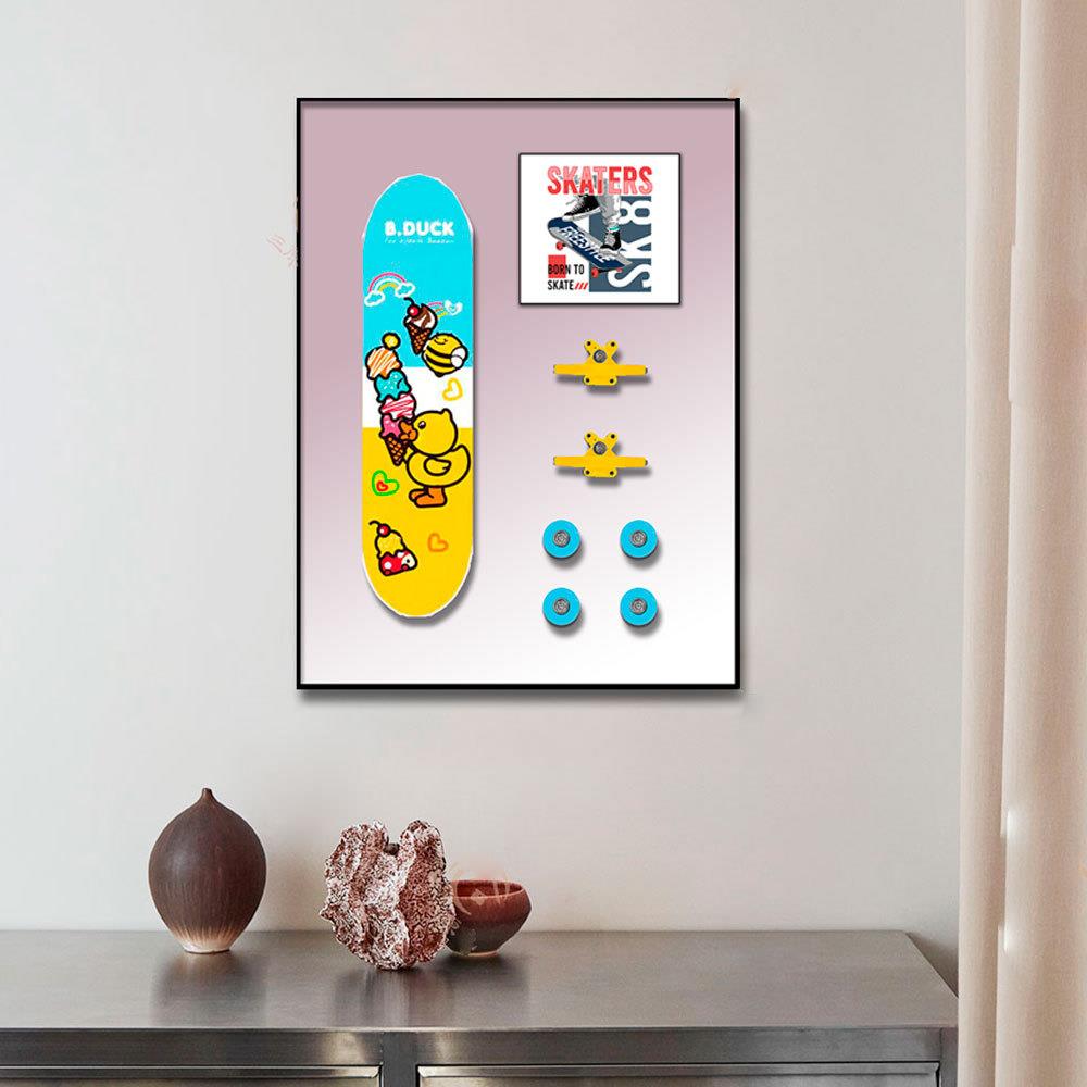 滑板装饰画立体实物画潮玩挂画客厅玄关过道壁画简约儿童房床头画