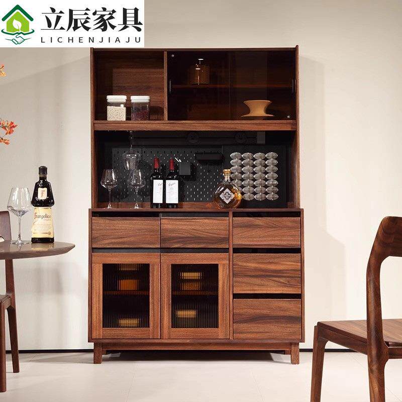 轻奢黑胡桃木酒柜餐边柜玄关柜现代简约家用储物柜茶水柜餐厅家具
