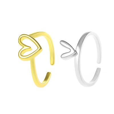 2Pc Heart Layered Ring Set for Women Dainty Self Love Heart